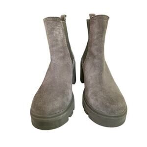 Splendid Melissa Gray Suede Lug Sole Chelsea Ankle Boot Size 8.5